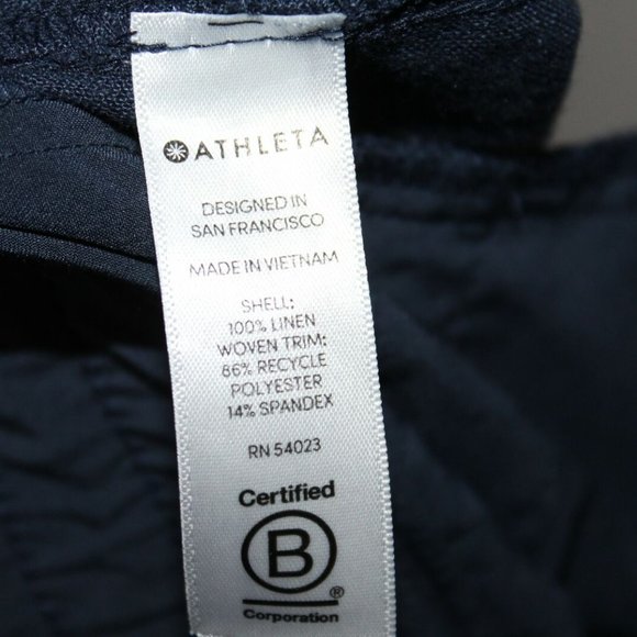 Athleta Cabo Tide Linen Wide Leg Pants Navy HW9547 - Picture 5 of 7